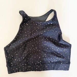 Peloton Show Up Navy and Rose Gold Metallic Hugh Neck Sports Bra NWT